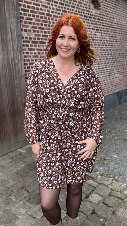 Autumn bloom jurk - Zwart