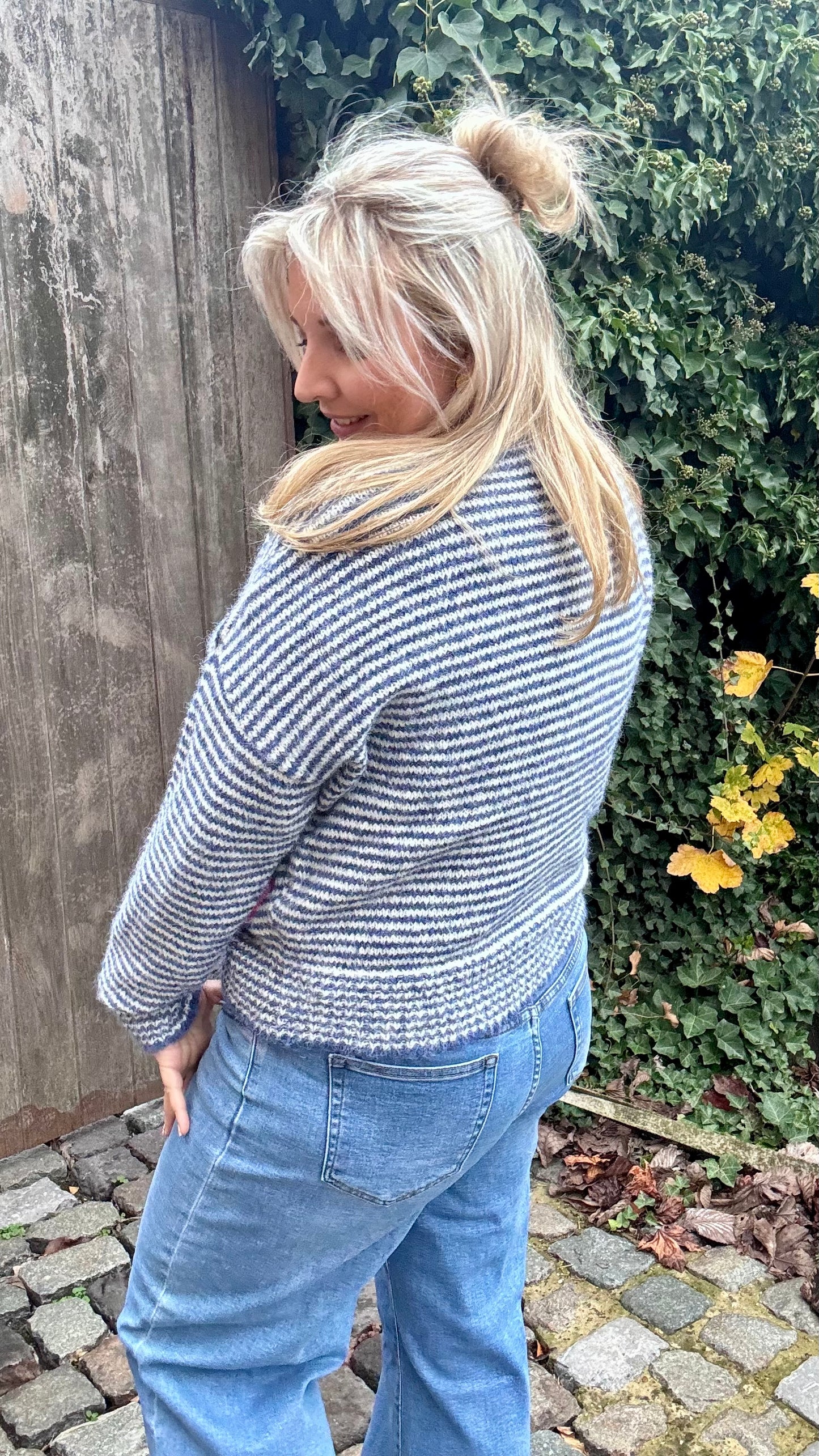 Striped Sweater fluo pink