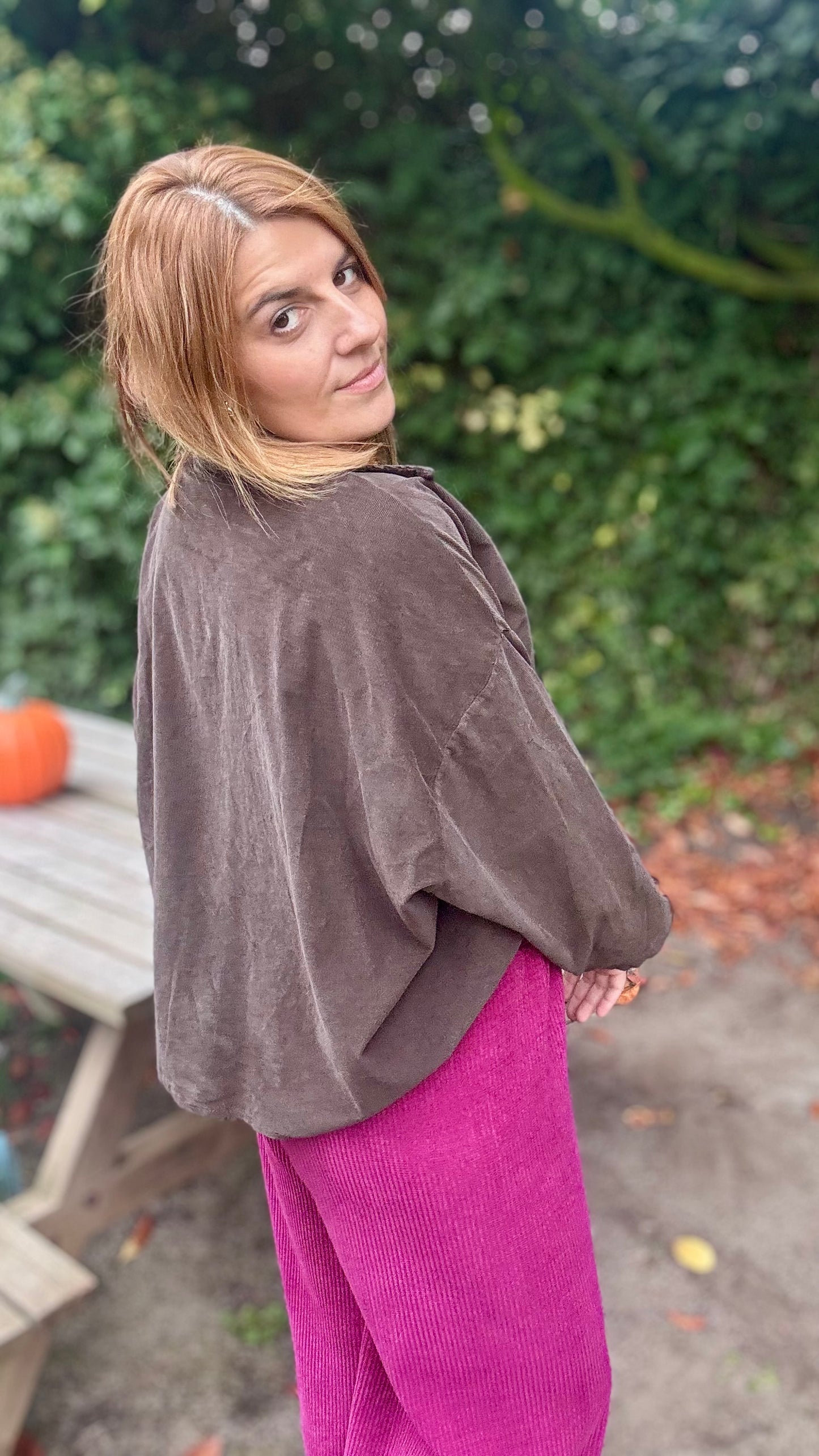 Fine ribbed blouse - Bruin