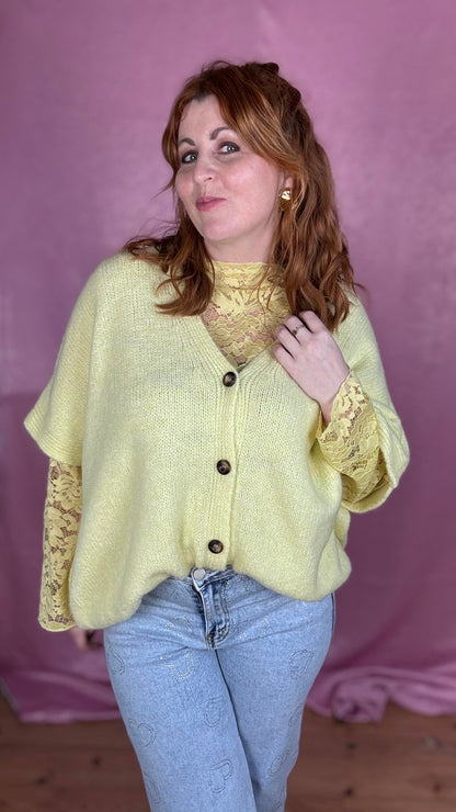 Fleur lace blouse - Pastelgeel