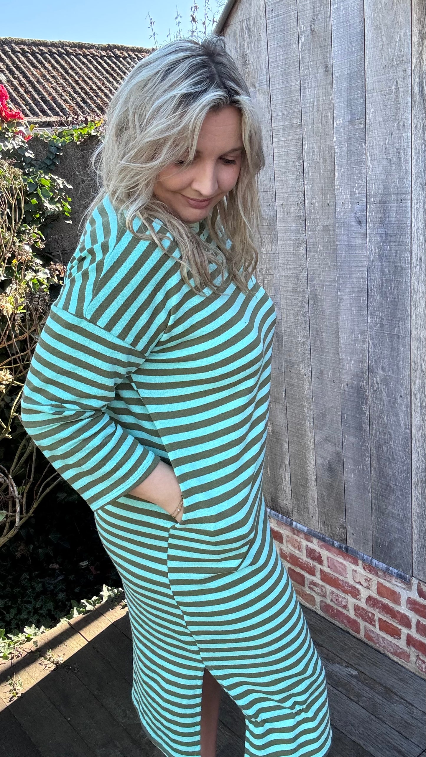 Happy stripes jurk - groen