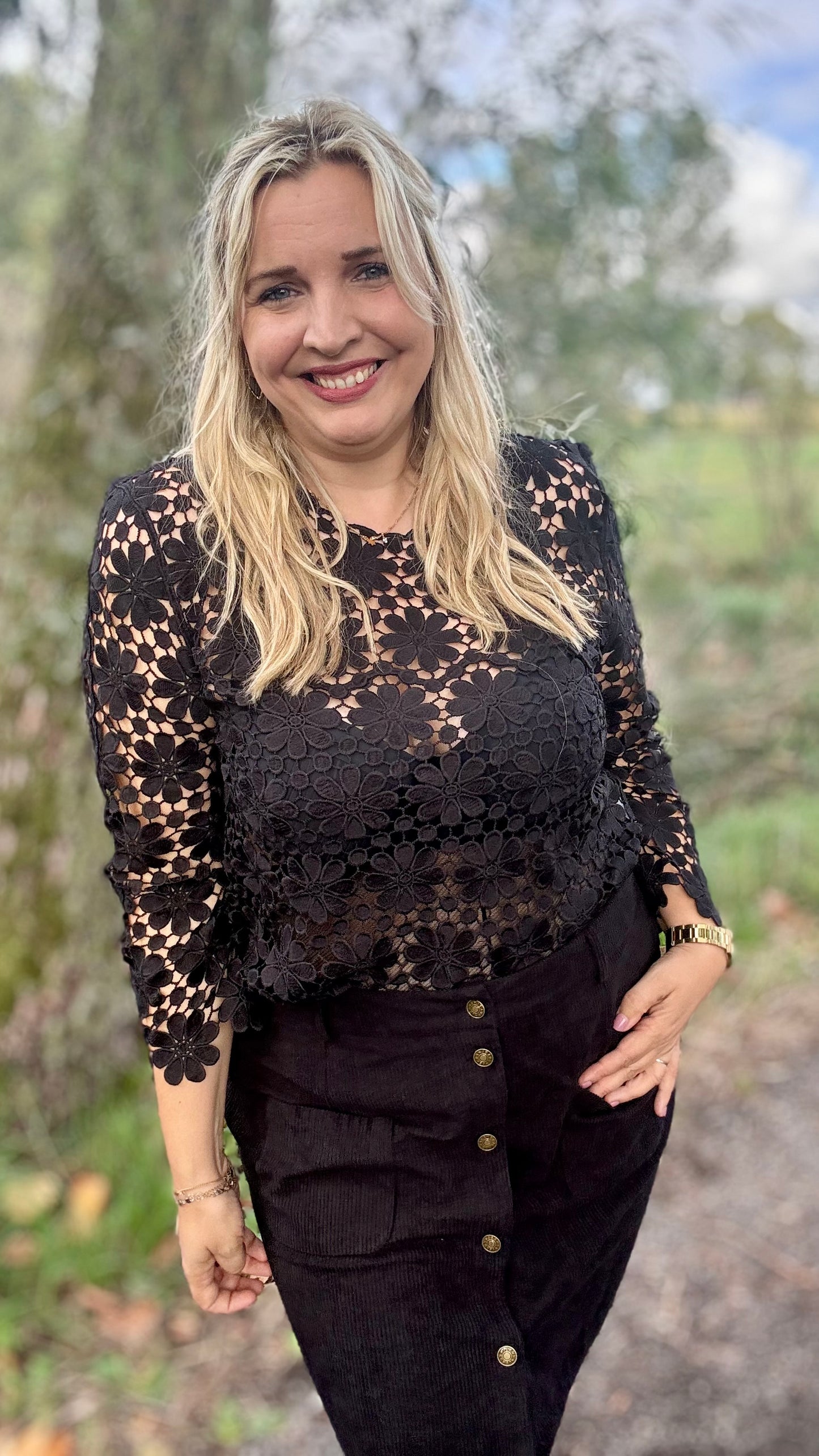 Delicate blouse - zwart