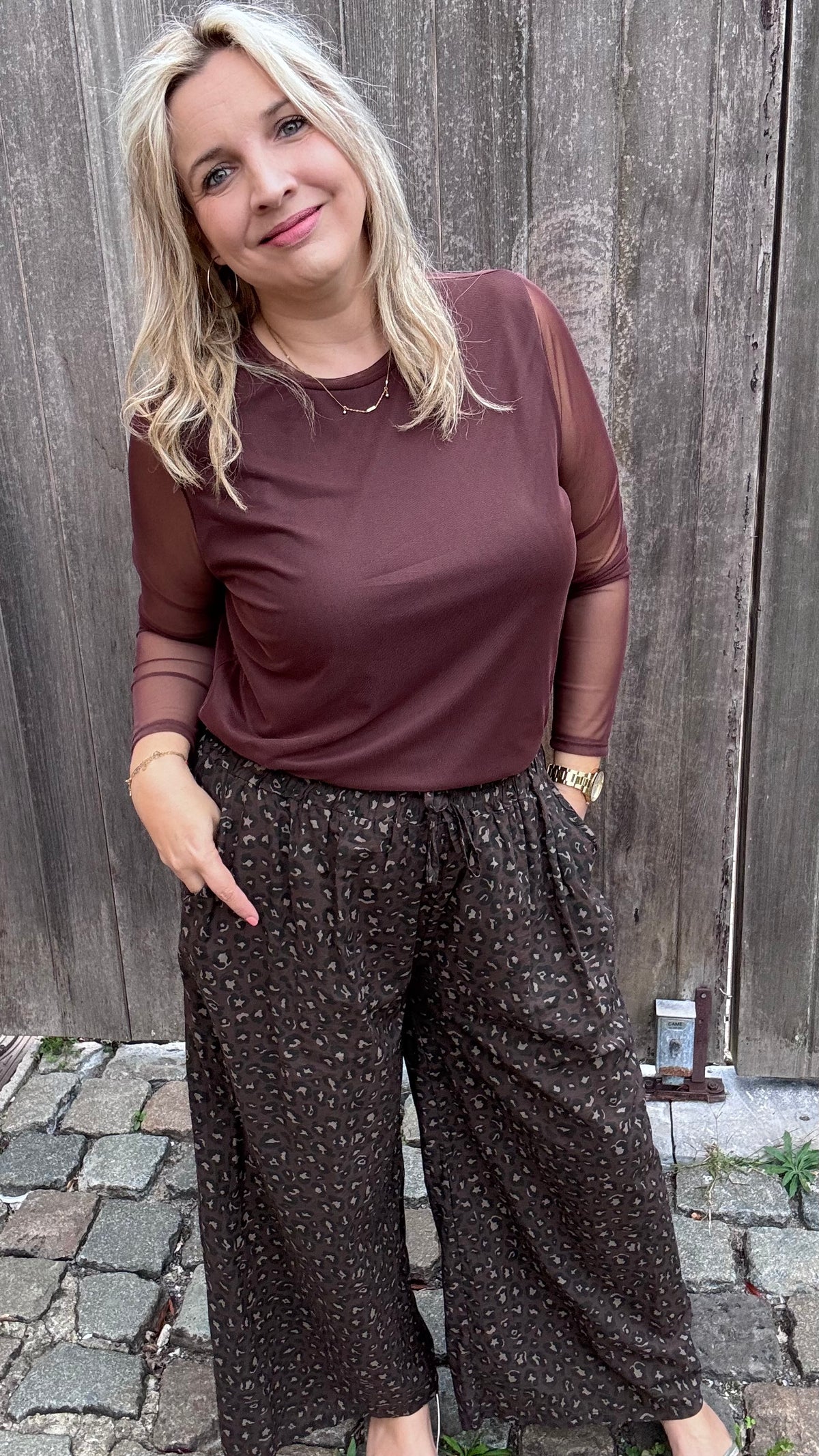 Elle mesh top - Bruin