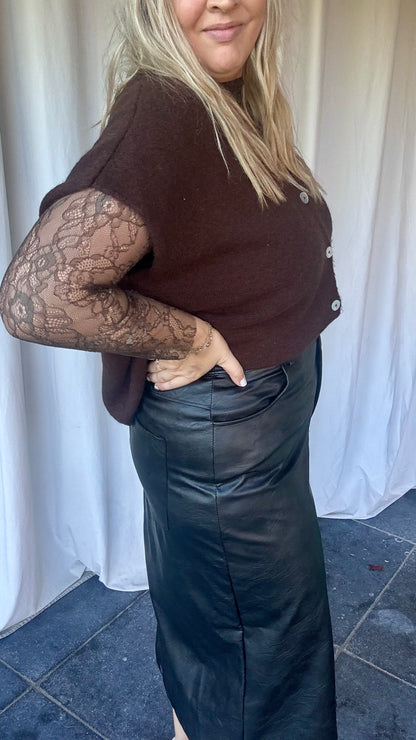 Curvy leather rok - Zwart