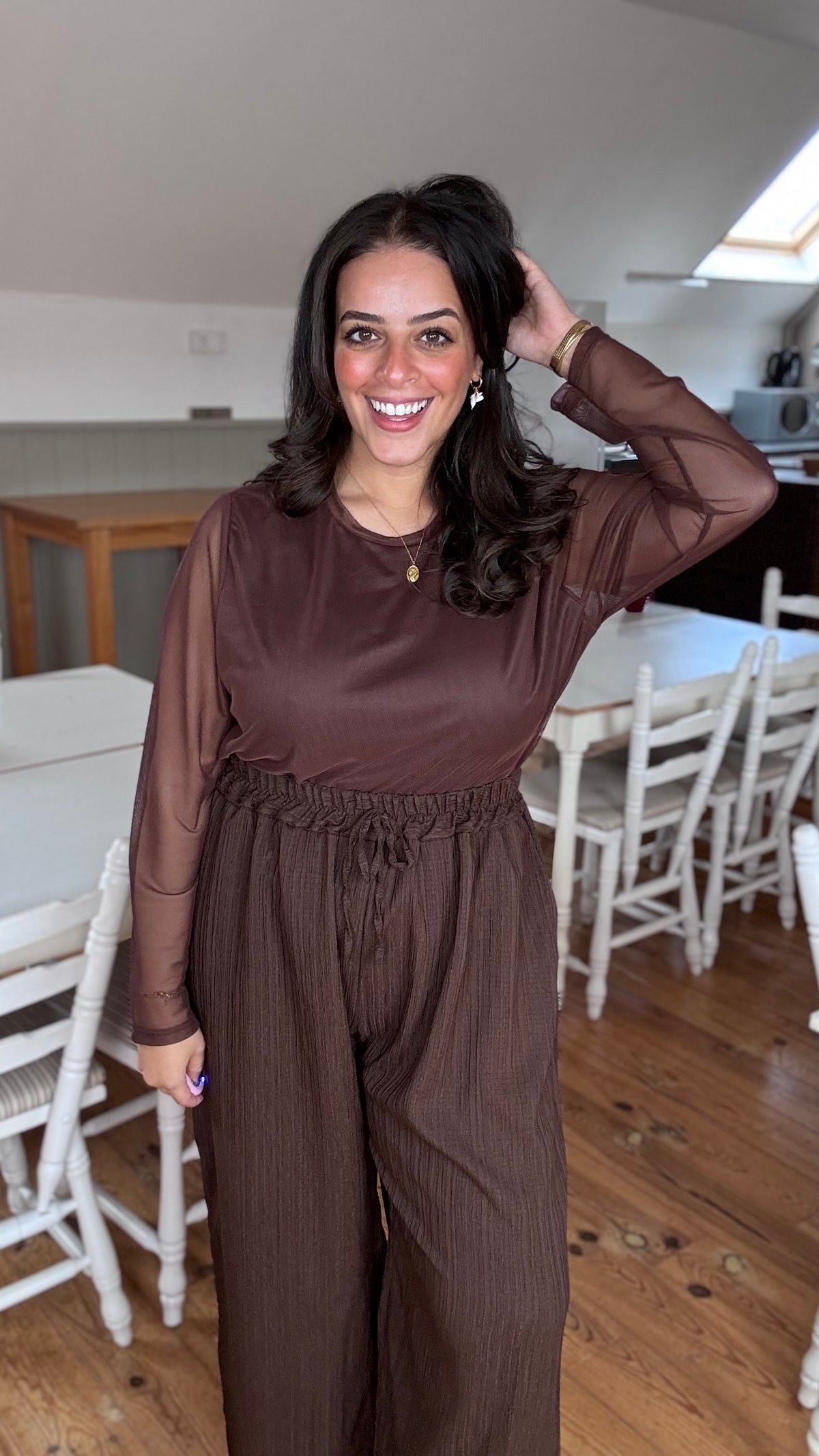 Elle mesh top - Bruin