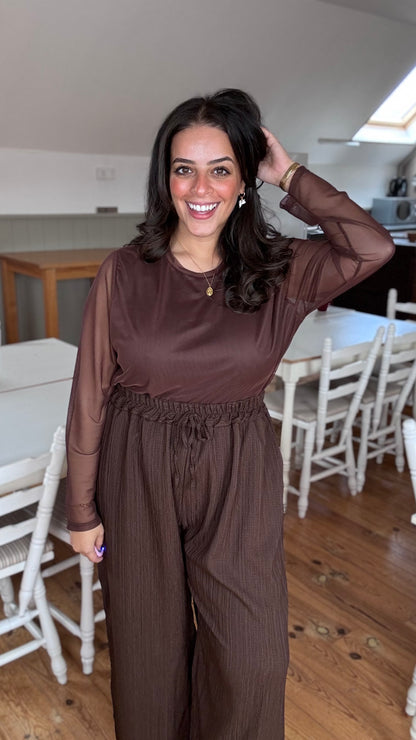 Elle mesh top - Bruin