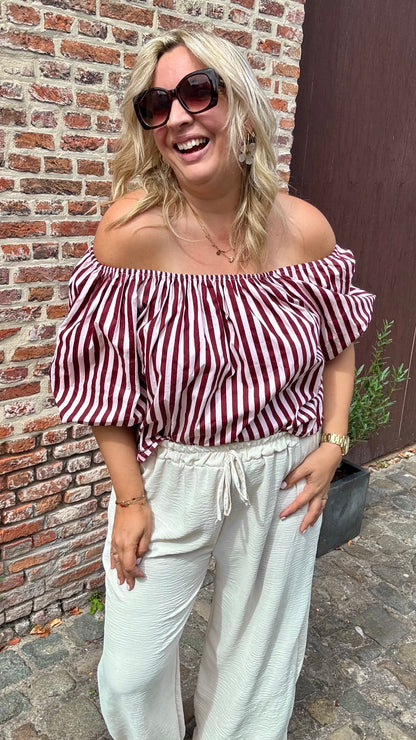 Off shoulder stripes blouse