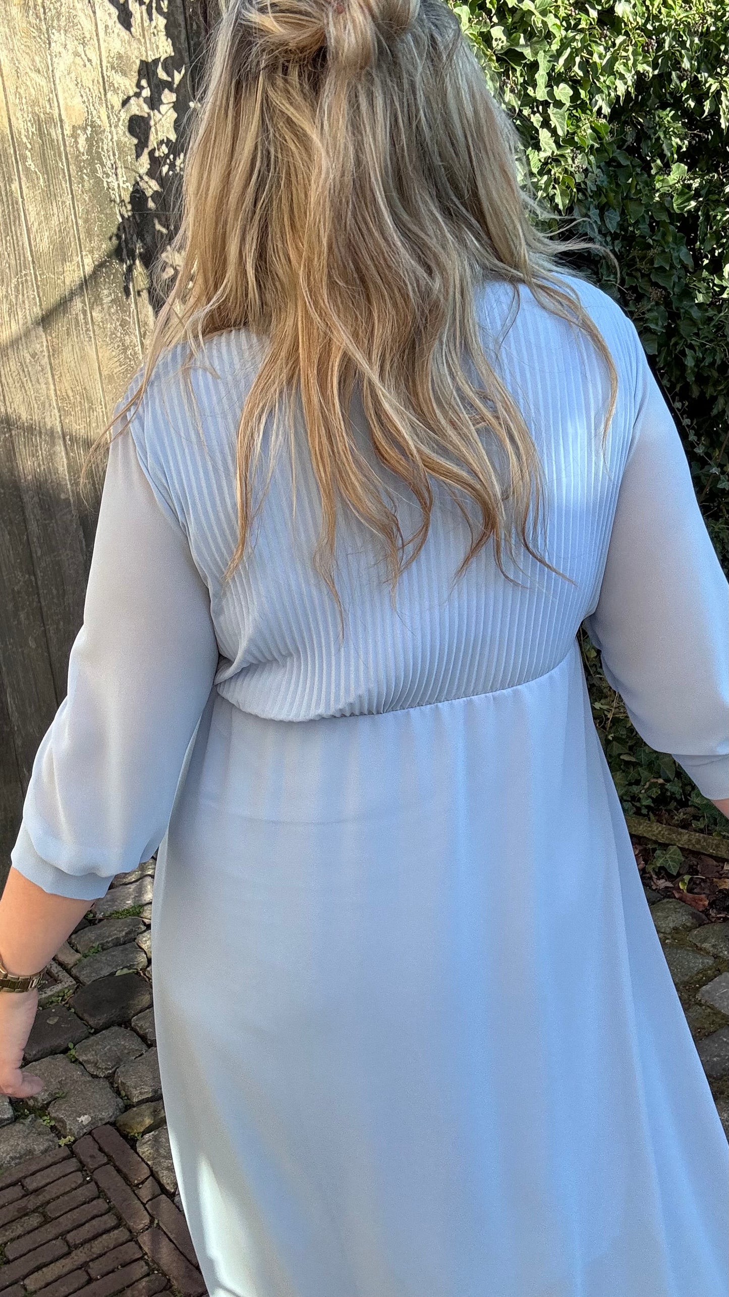 Plissé dress - Blauw