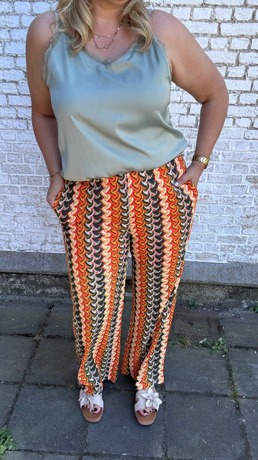 Boho broek - Groen/oranje