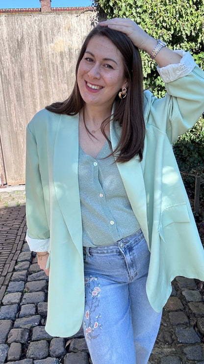 Lace touch blazer - Mintgroen