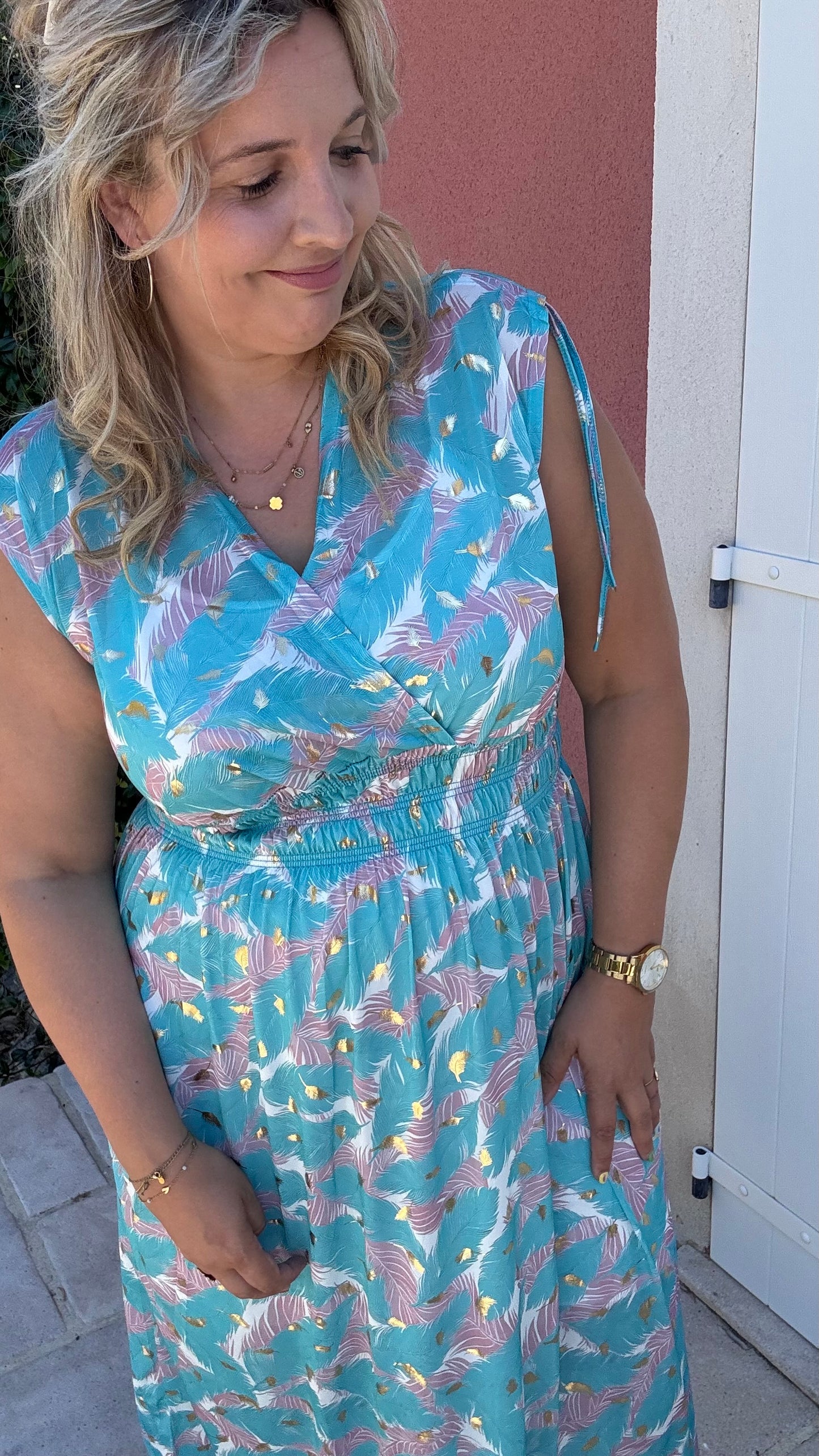 Every Woman Dress - Golden feather (turkoois)