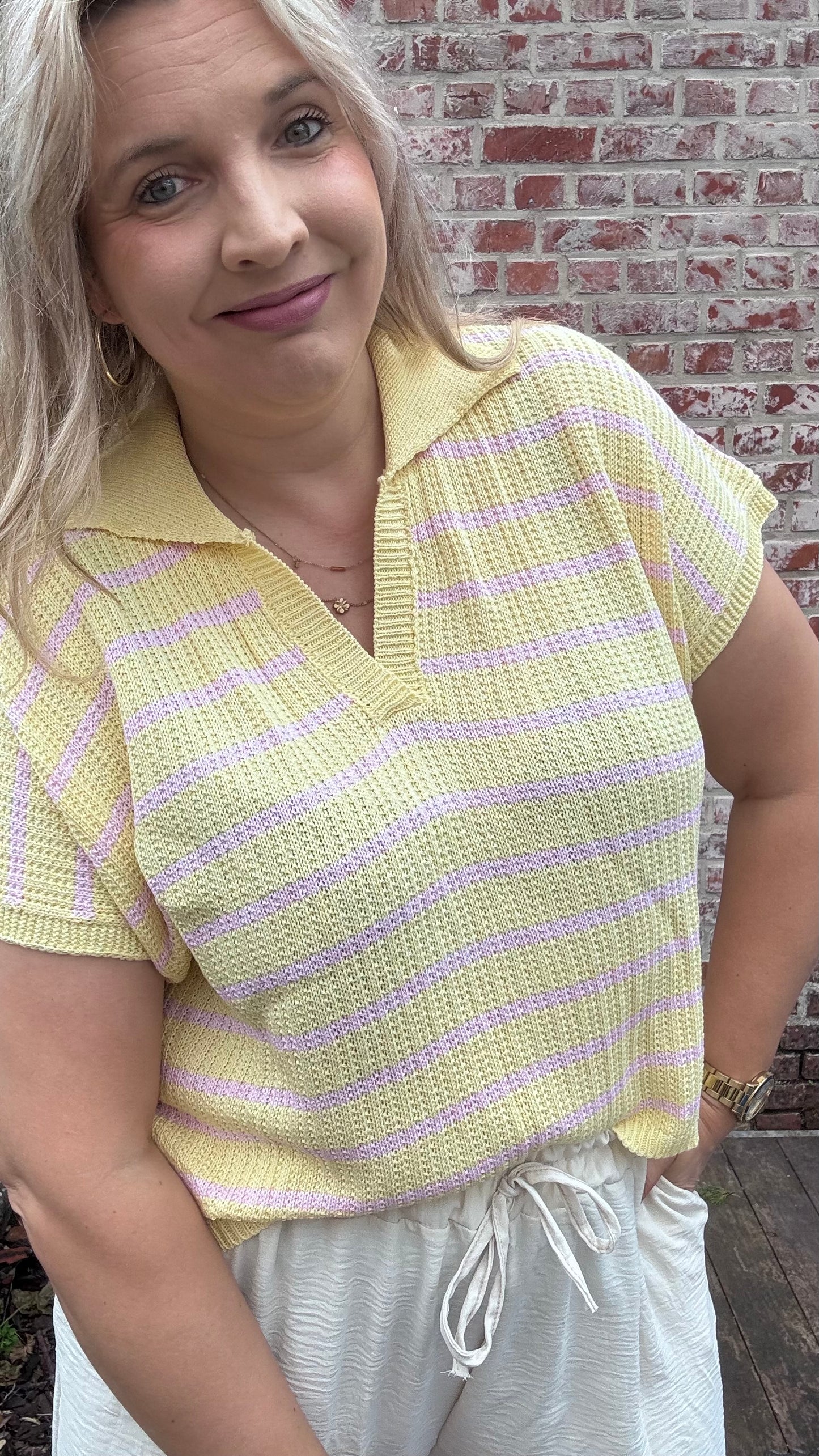 Riva polo - Geel/roze