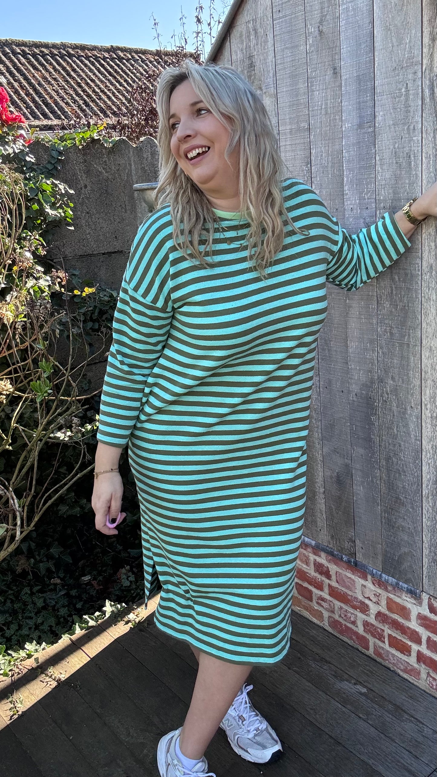 Happy stripes jurk - groen