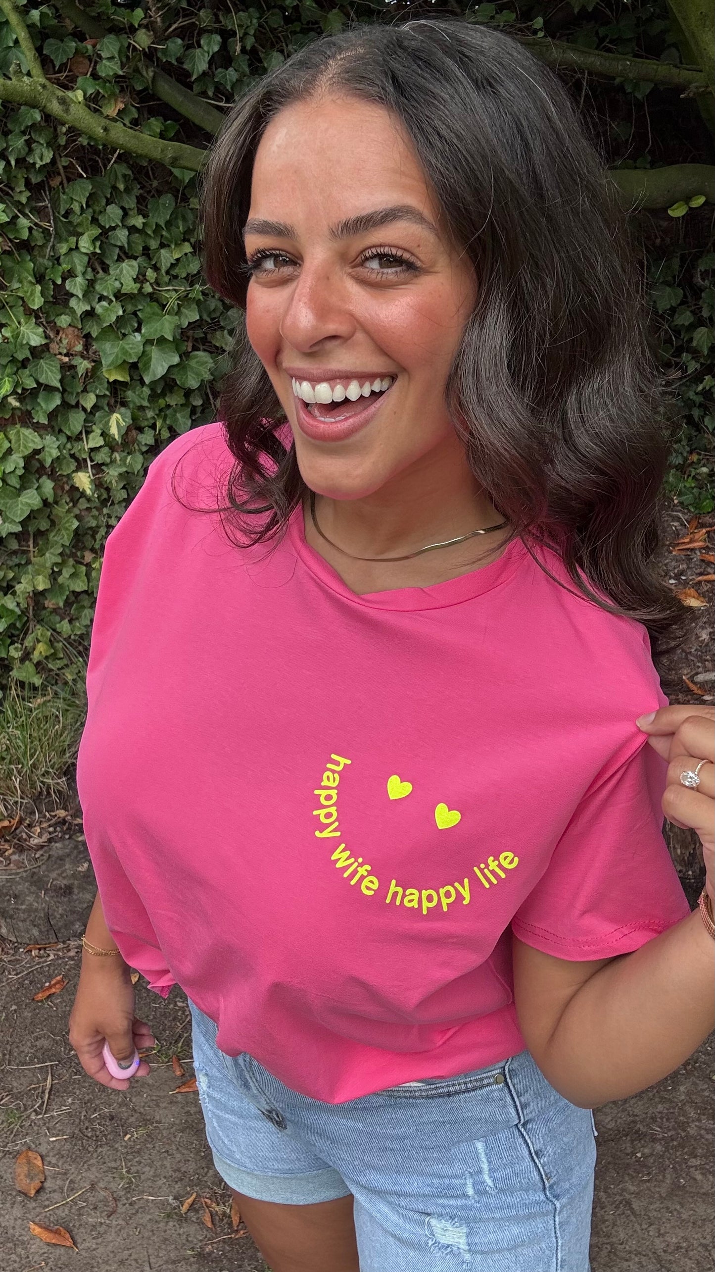 T-shirt Happy wife - Roze