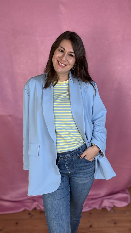 Leopard touch blazer - Babyblauw