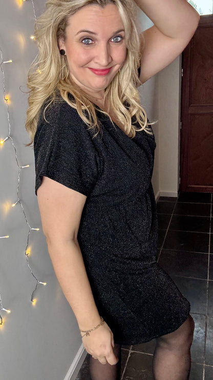 Midnight sprakle wrap dress - Zwart