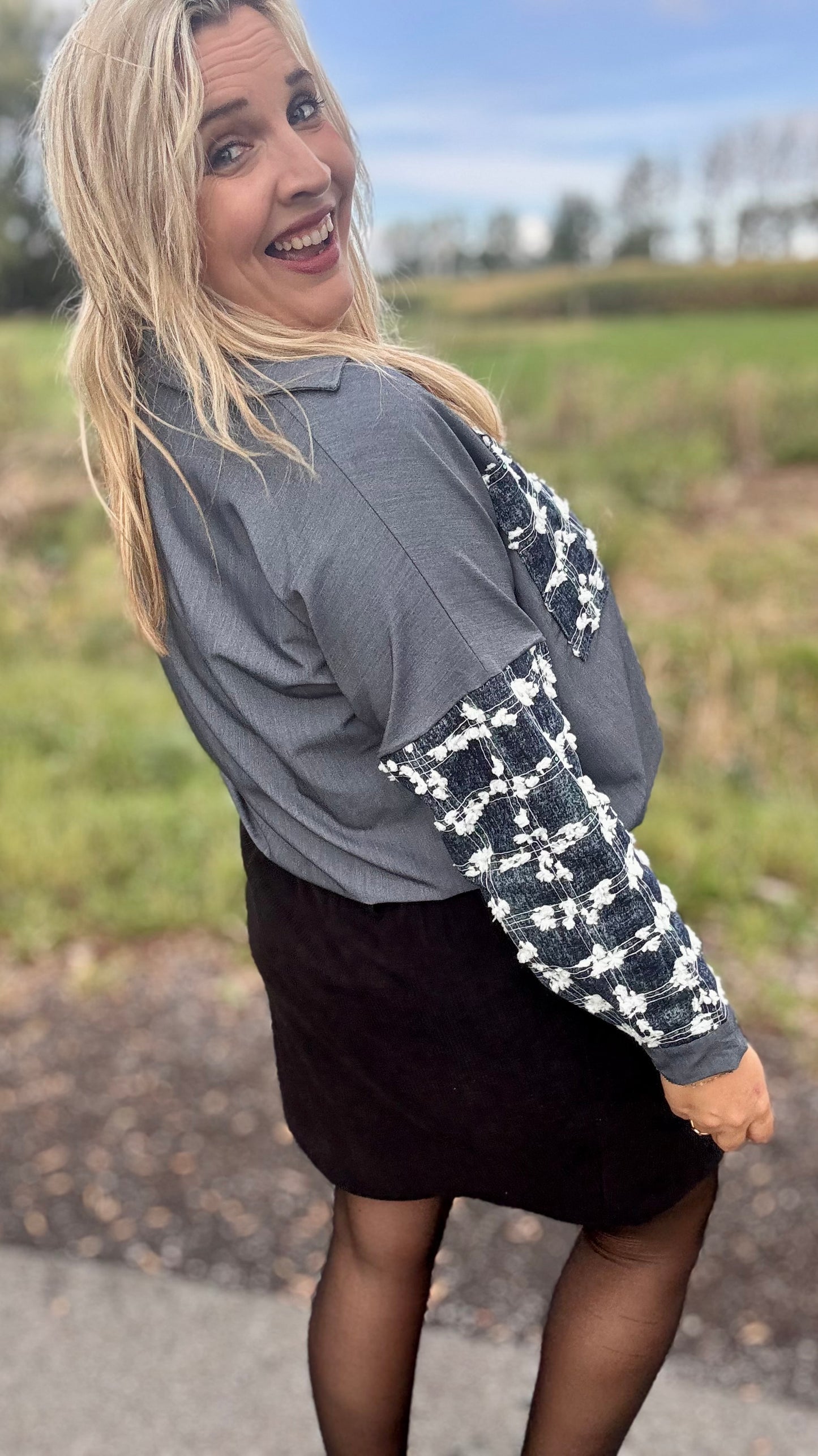 Sparkle denim blouse