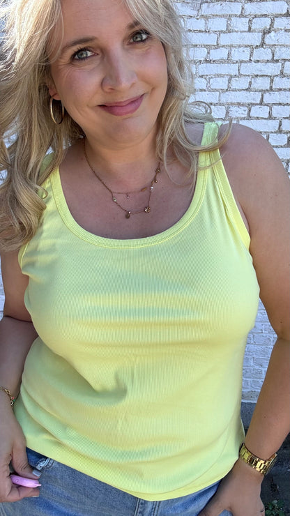 Ribbed top - Geel