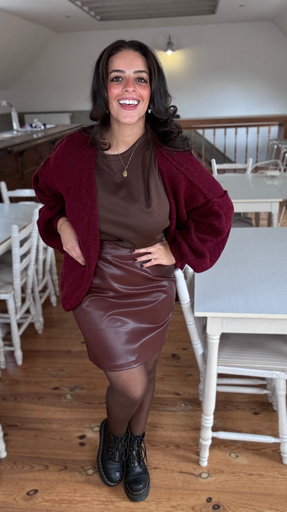 Lina leather rok - Bruin