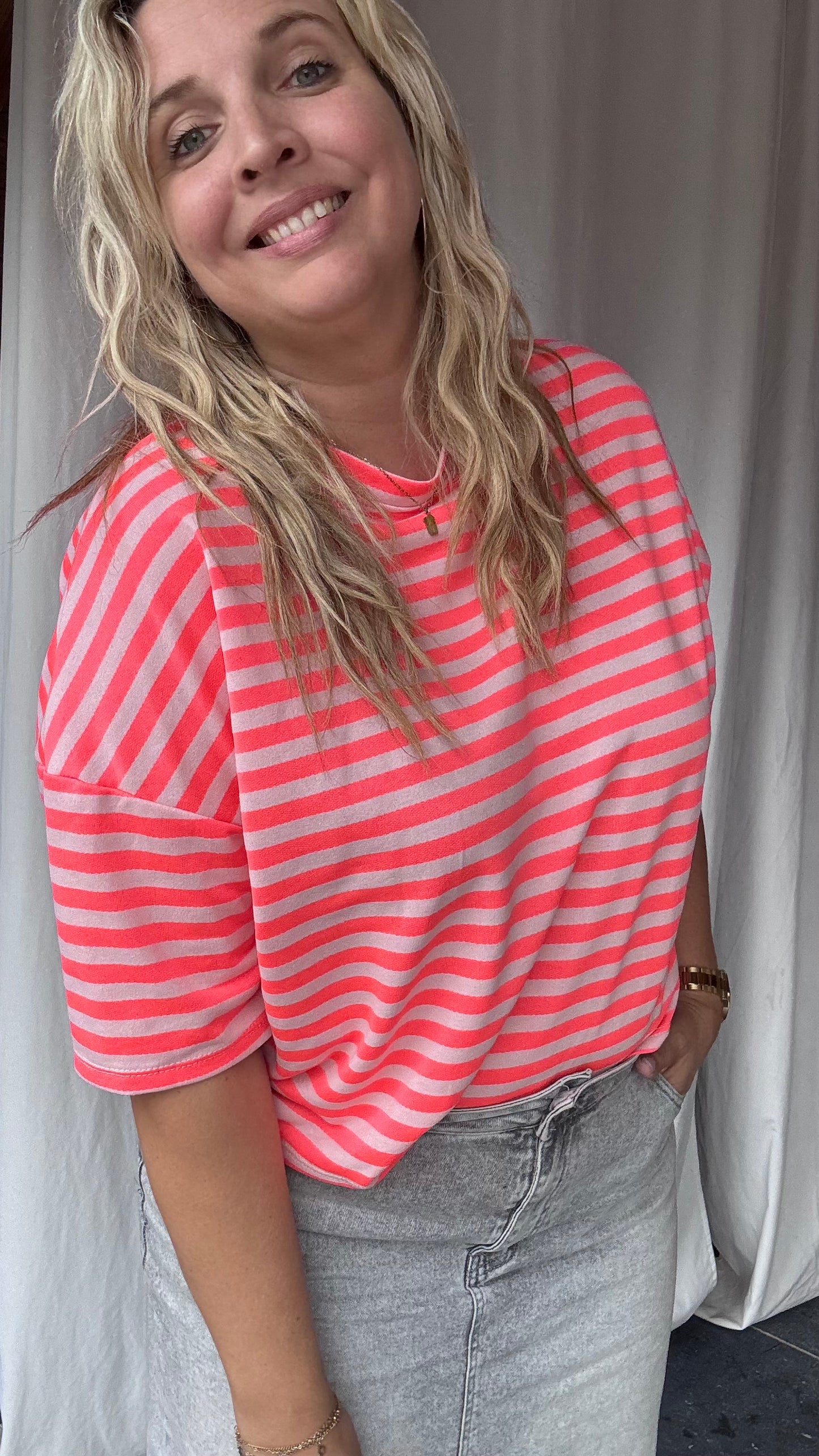 Striped shirt Neon/pink