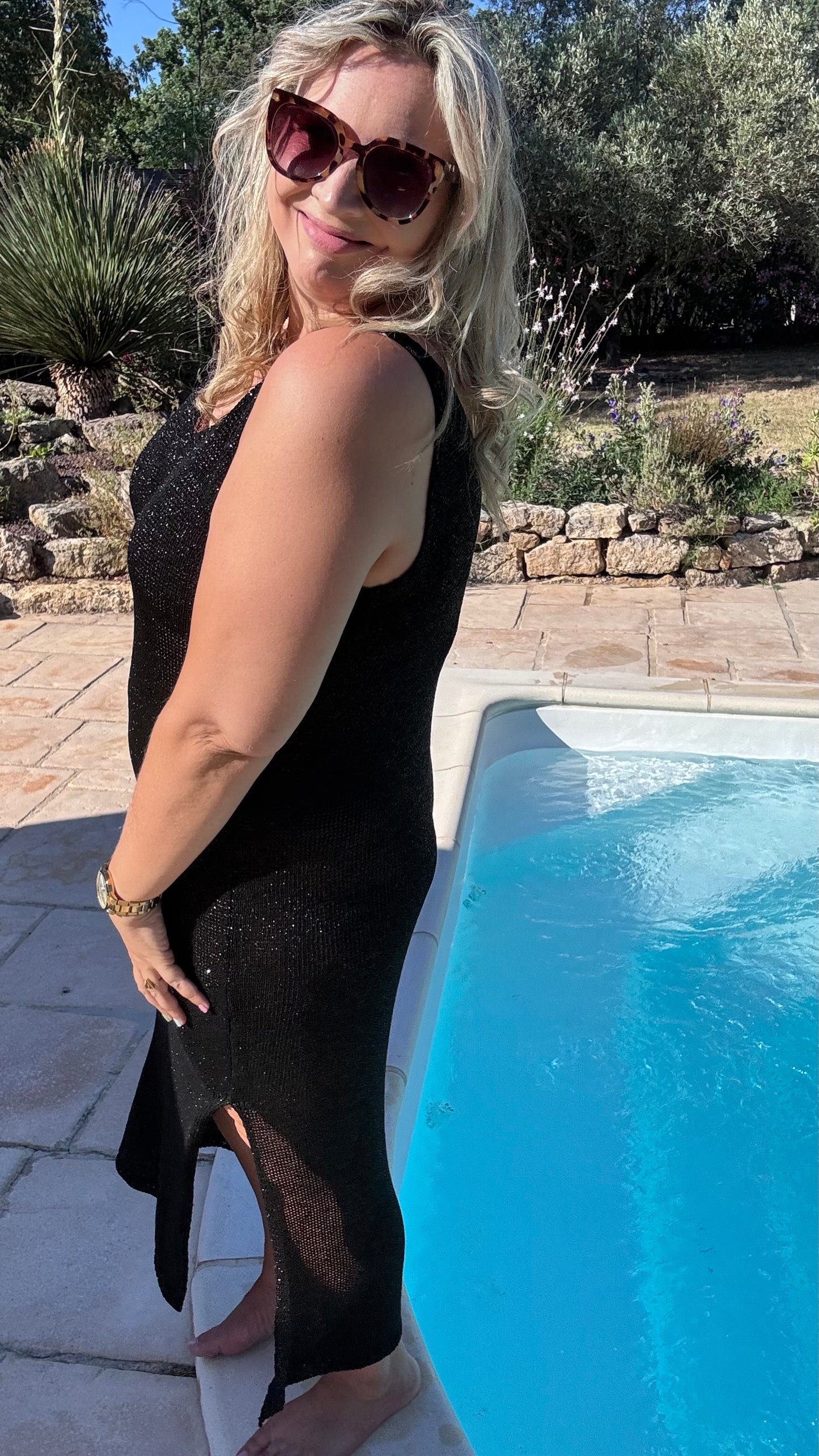 Beach cover-up dress (zwart)