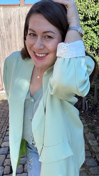 Lace touch blazer - Mintgroen