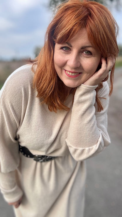 Lounge luxe jurk - crème