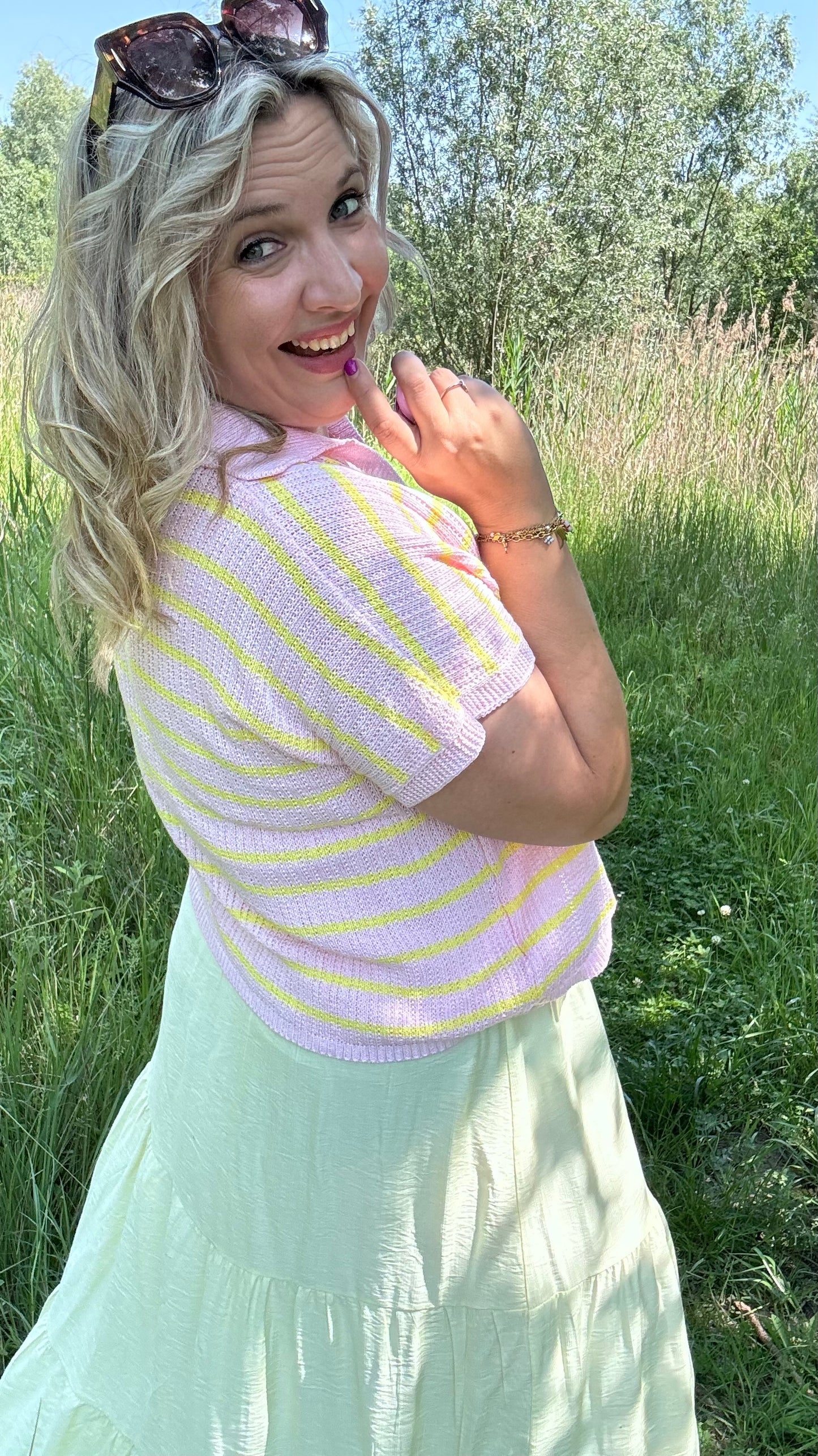 Riva polo - Roze/Geel