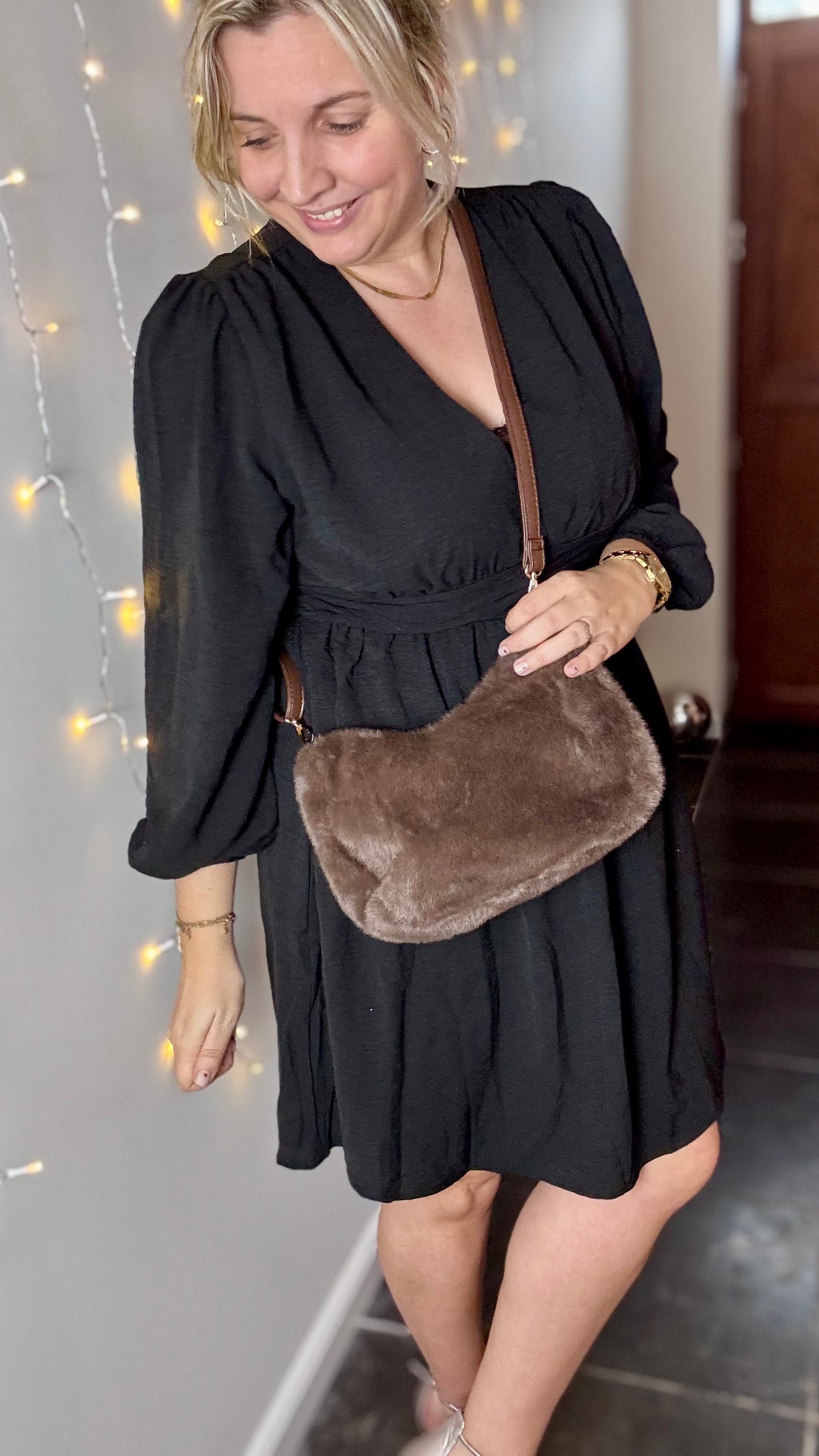 Cloudy cutie fur bag - Bruin