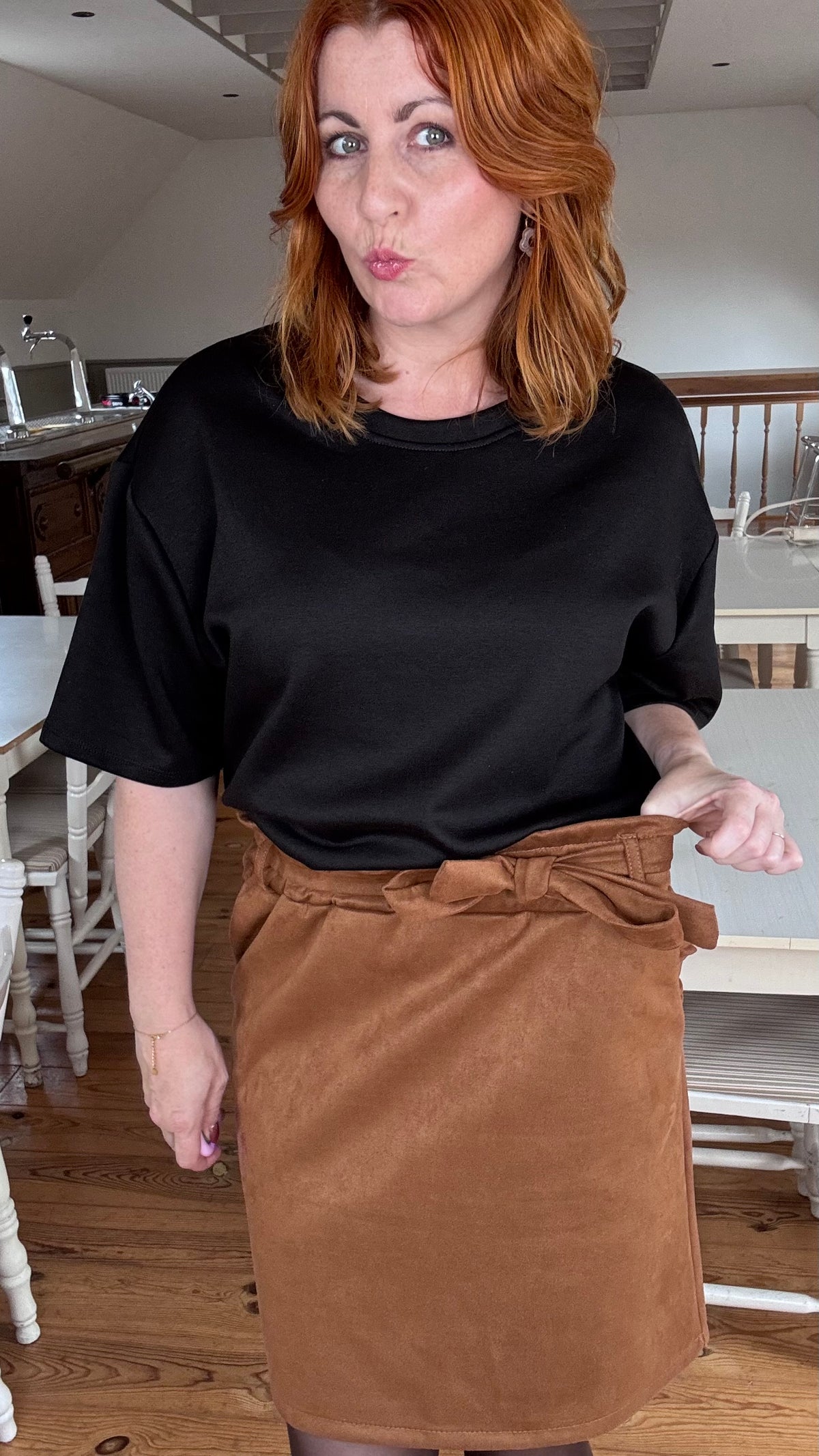 Suède rok - Camel