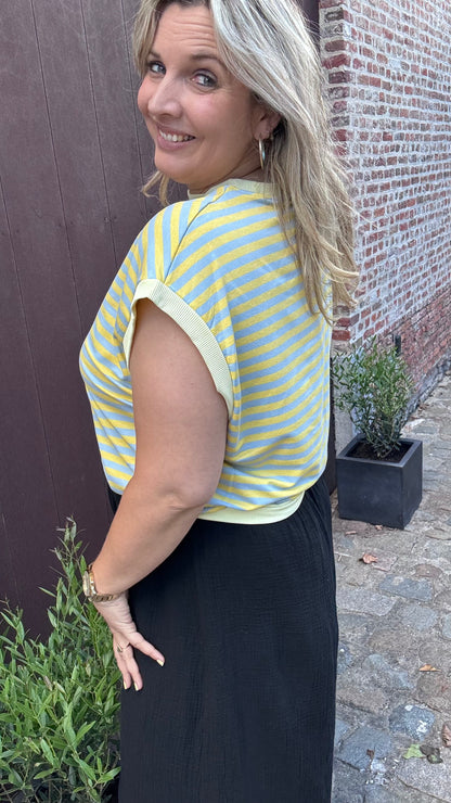 Linnie top - Geel/blauw