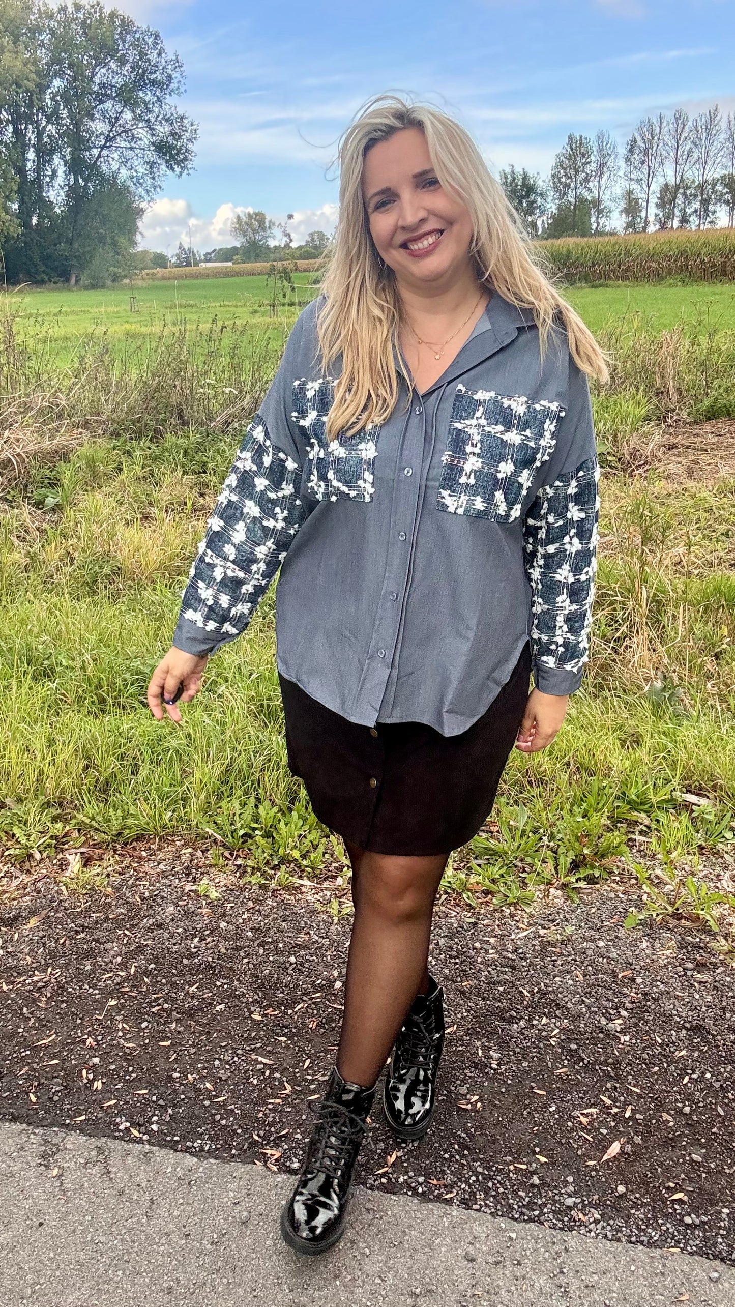 Sparkle denim blouse