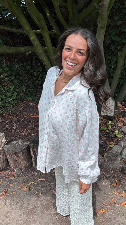 Dots tetra blouse - Roze