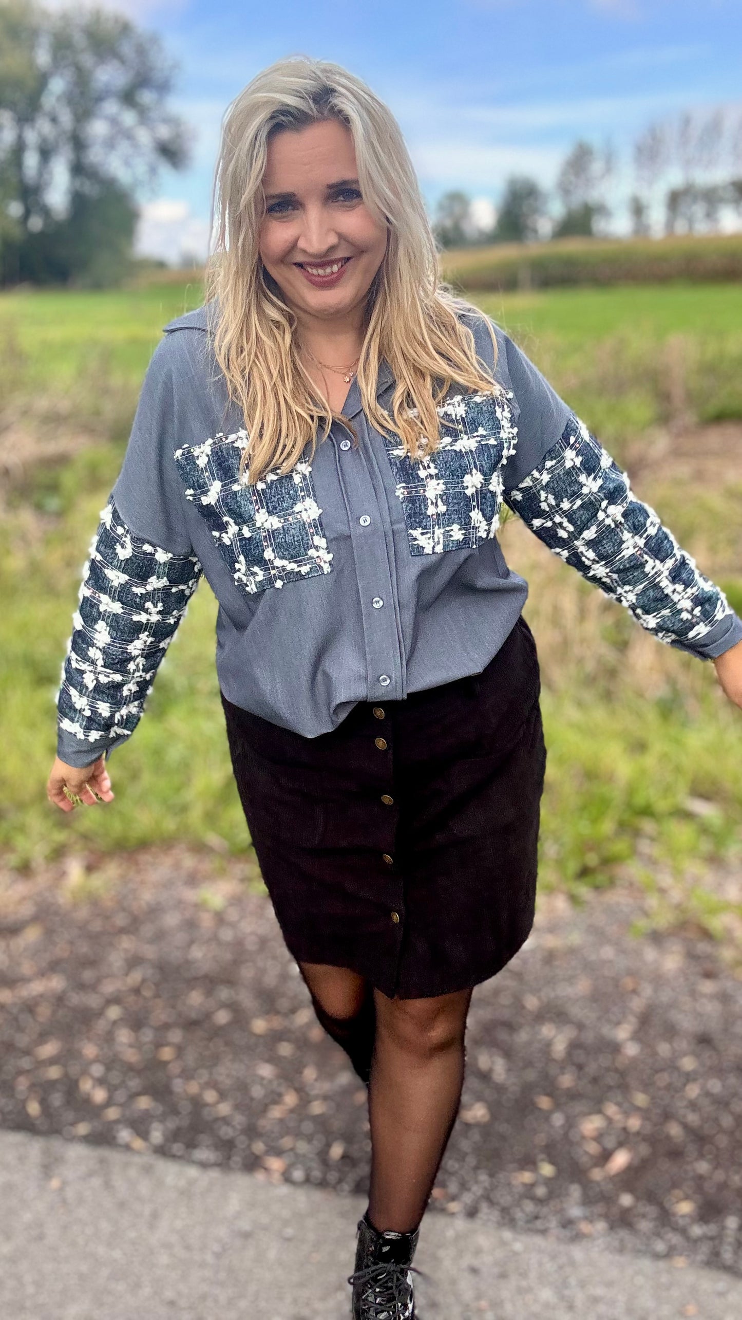 Sparkle denim blouse