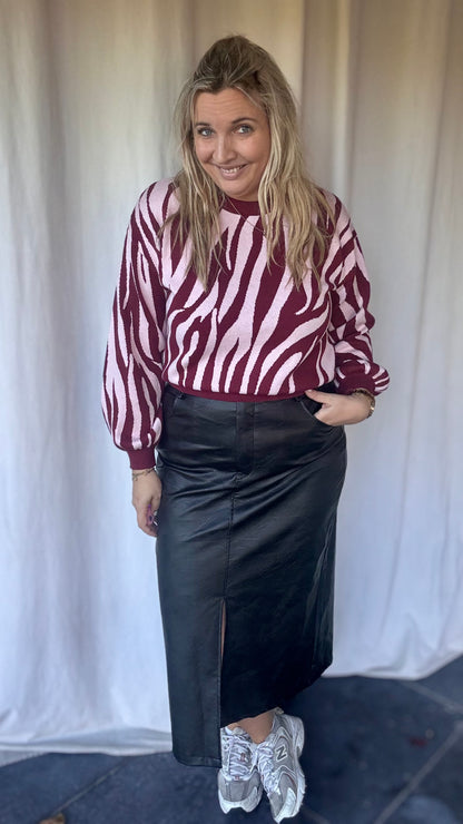 Zebra trui - Burgundy