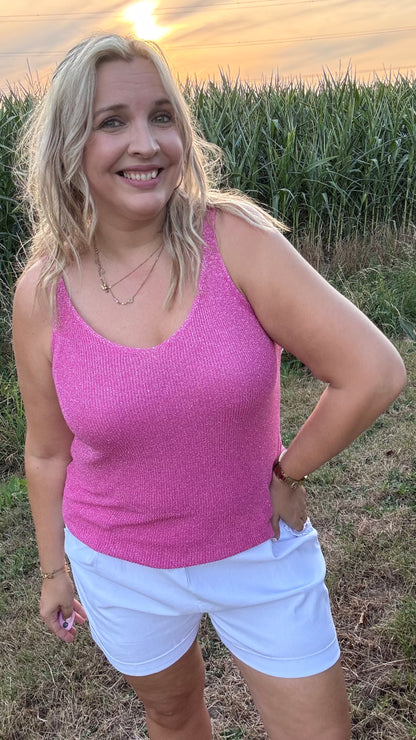 Fine knit Lurex top - Pink