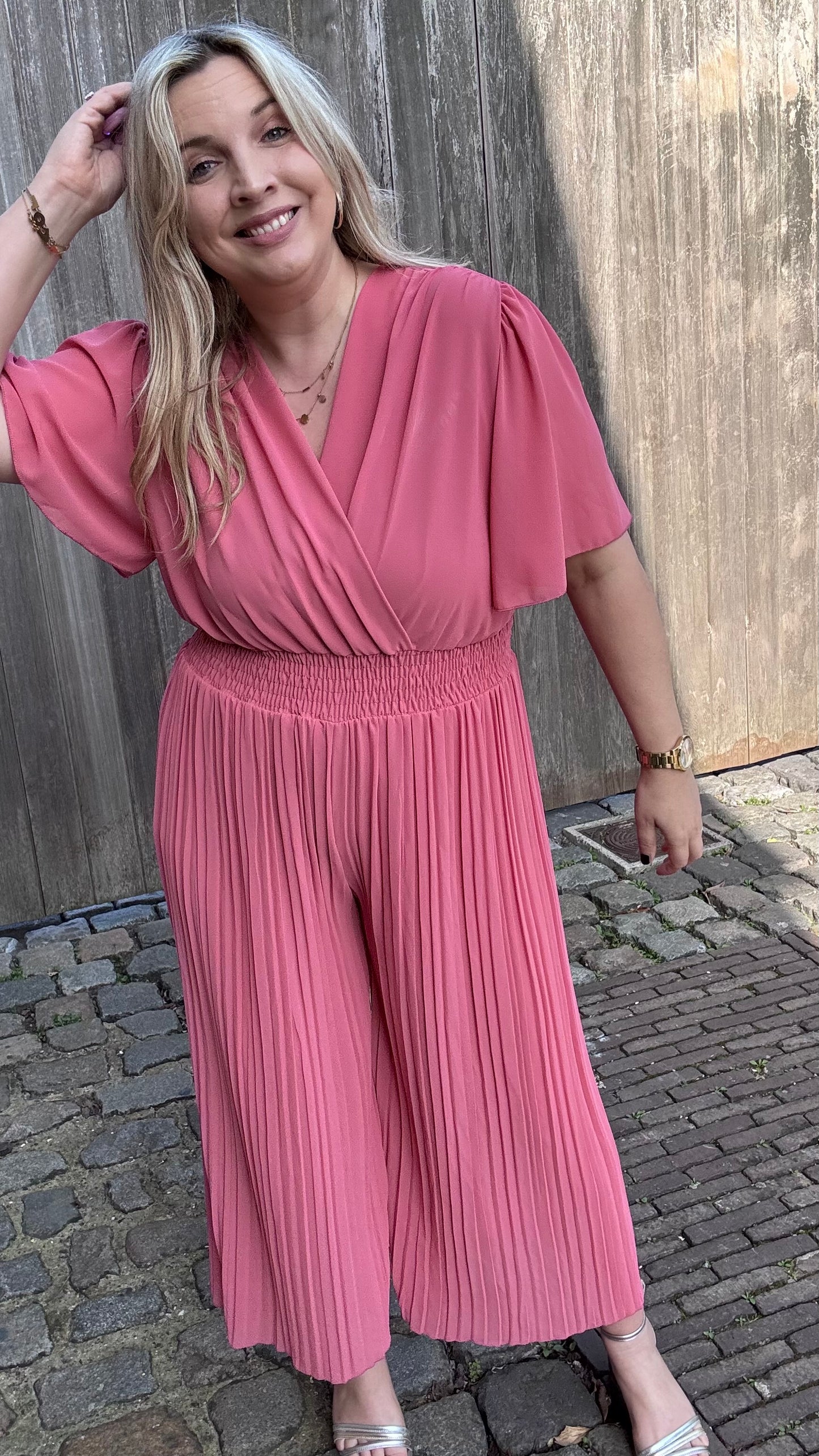 Plissé jumpsuit - Plum