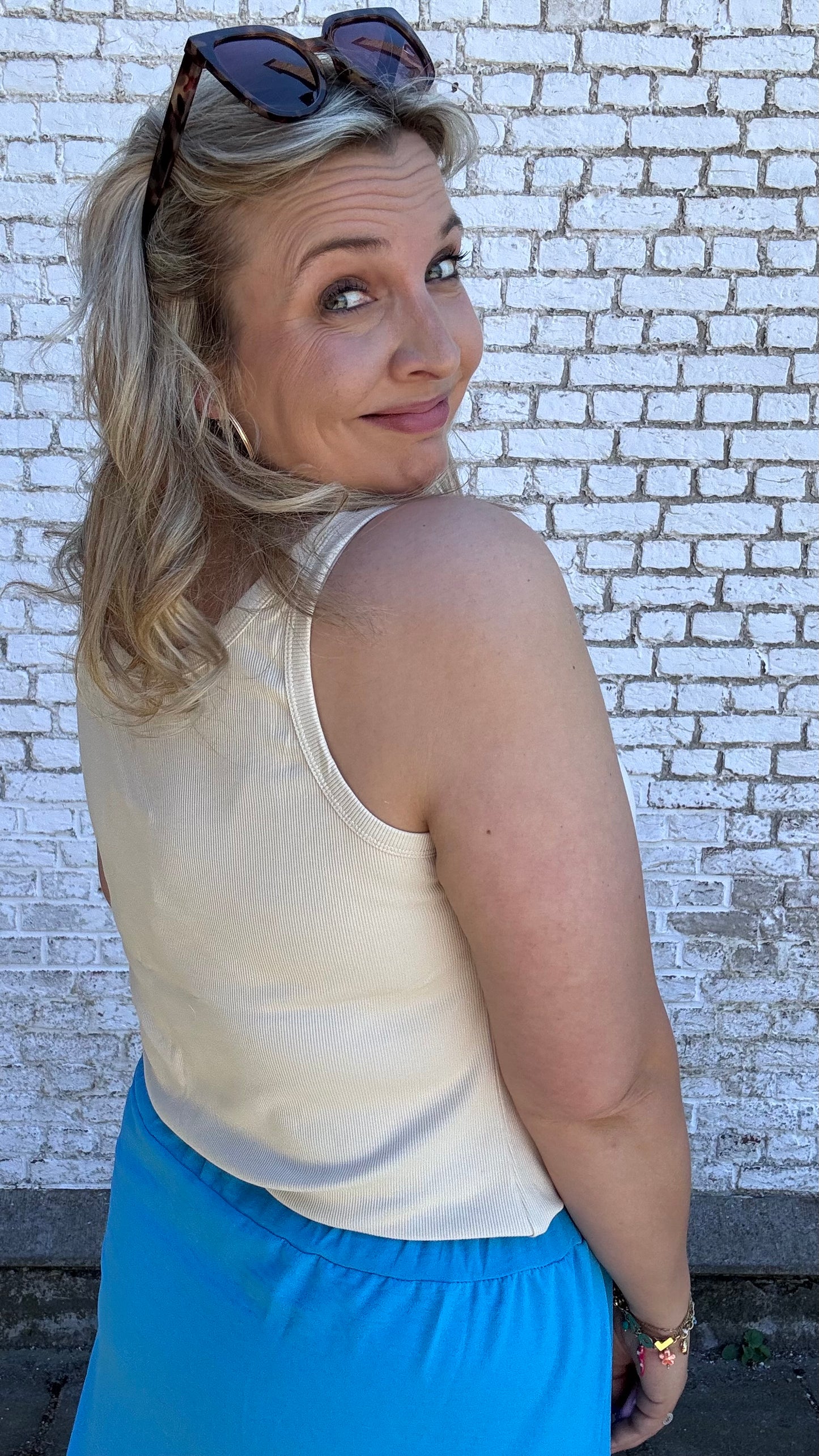 Ribbed top - Beige