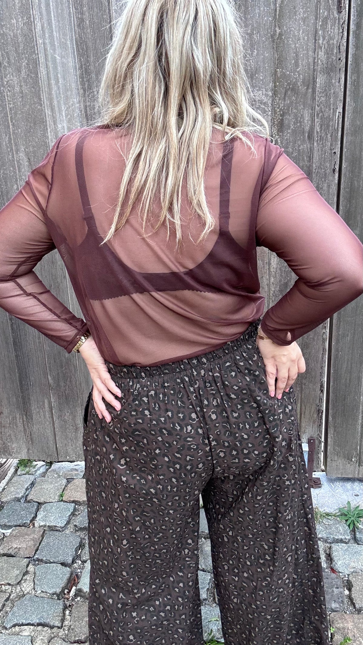 Elle mesh top - Bruin