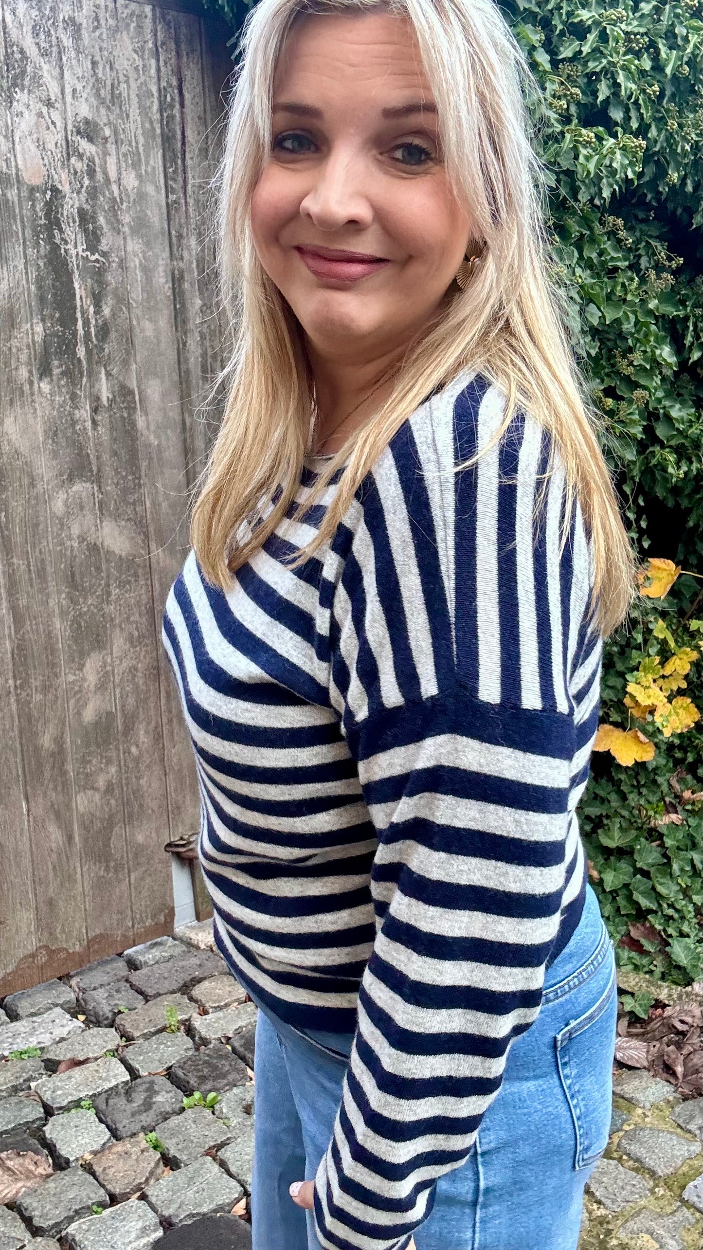 Navy/grijs striped pull