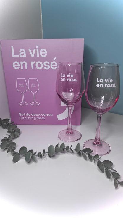 La vie en rosé - Set van 2 wijnglazen