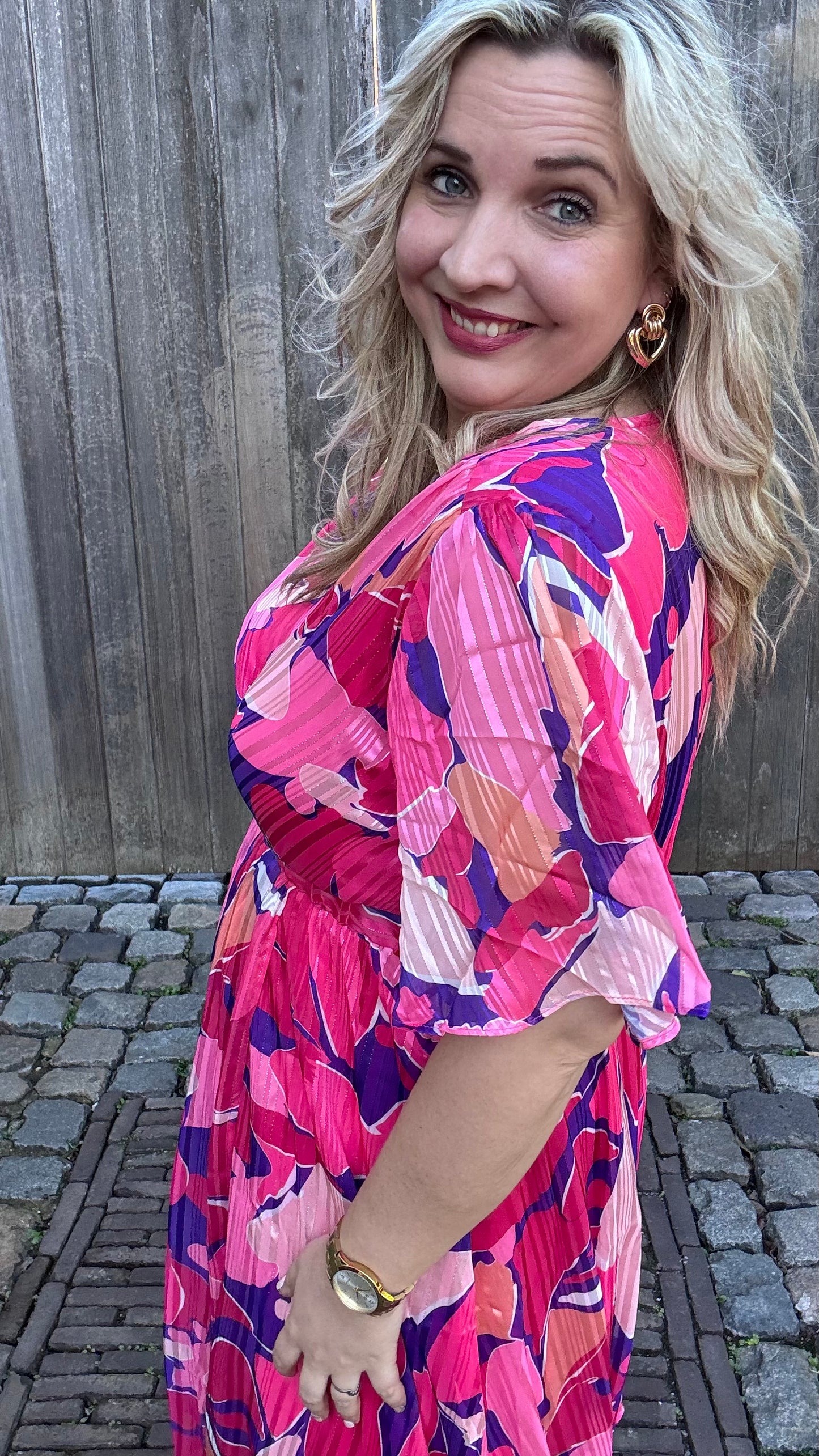 Pink blossom jurk