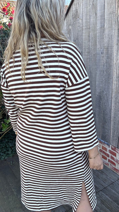 Happy stripes jurk - Bruin