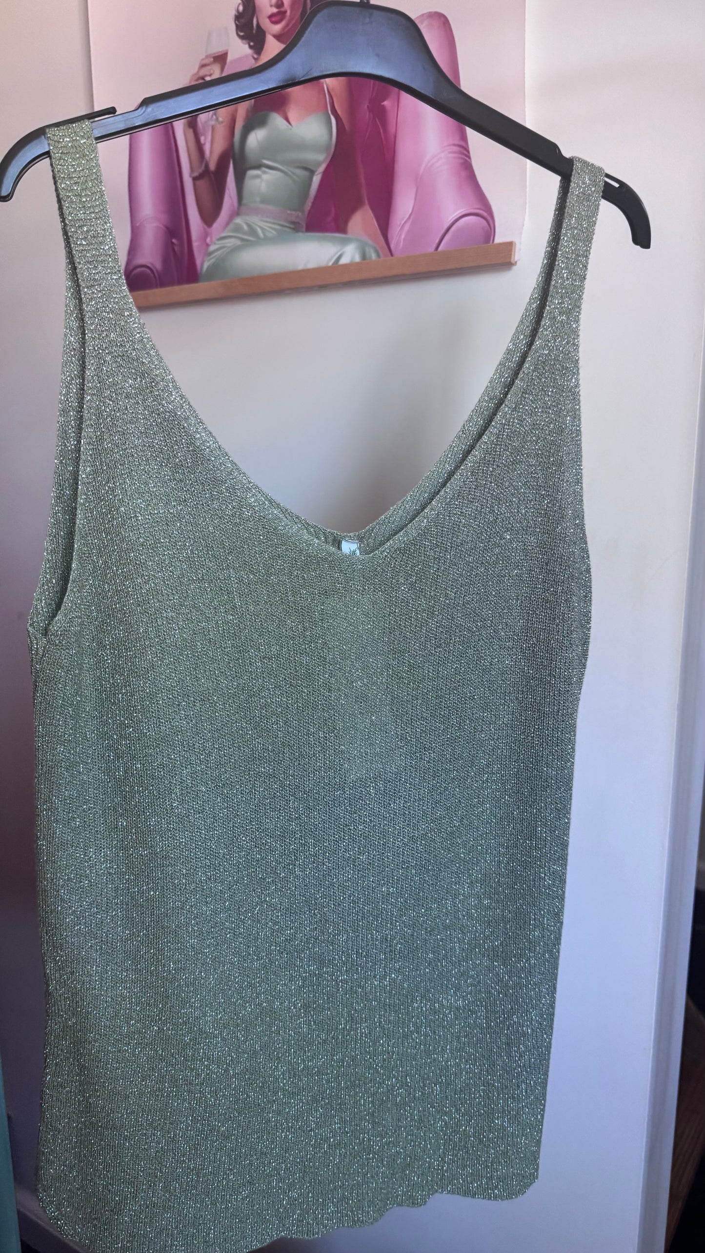 Fine knit Lurex top - Kaki