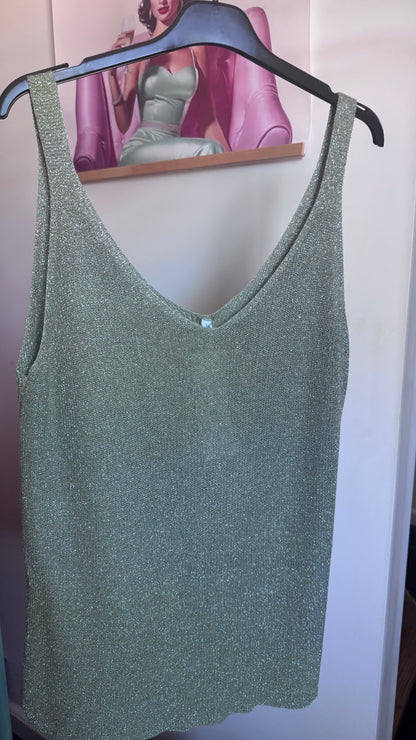 Fine knit Lurex top - Kaki
