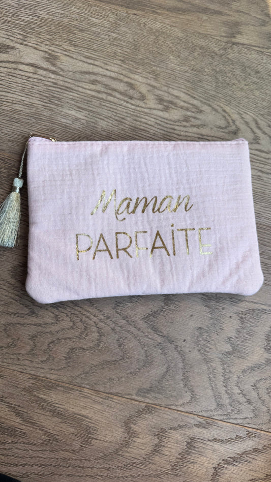 Make-up tasje "Maman parfaite" roze