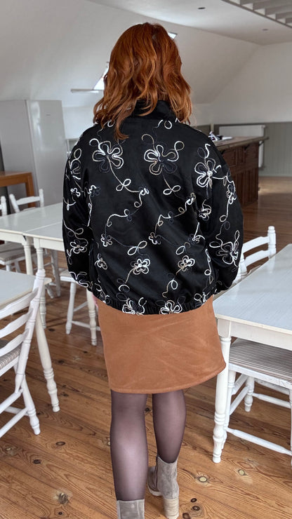 Swirl suède bomber  - Zwart