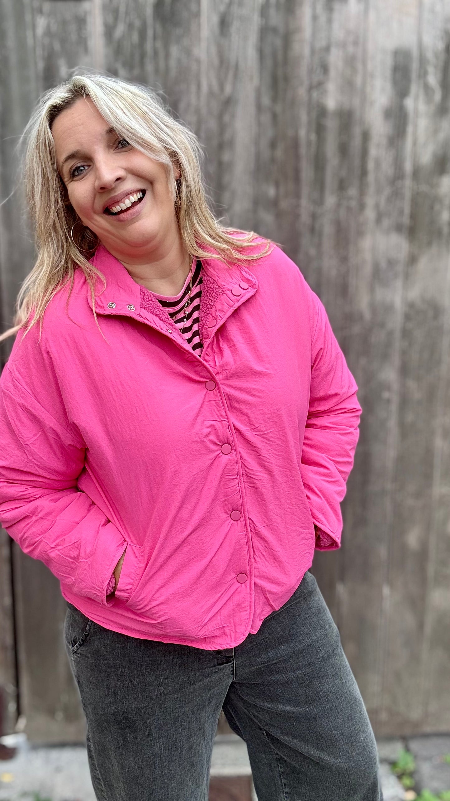 Reversible Teddy Jacket - Roze