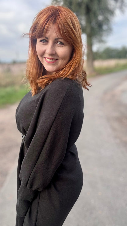 Lounge luxe jurk - zwart