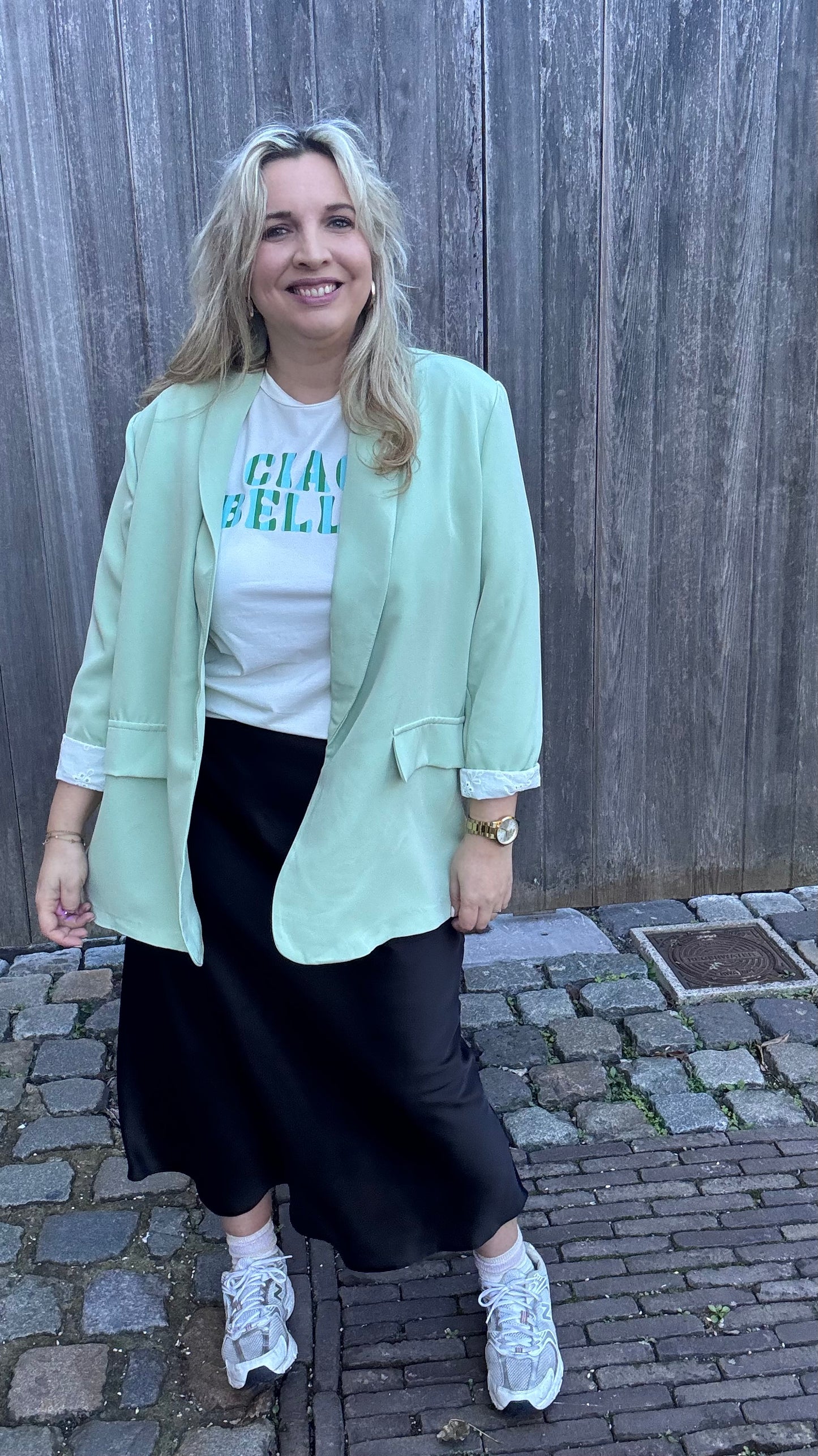 Lace touch blazer - Mintgroen